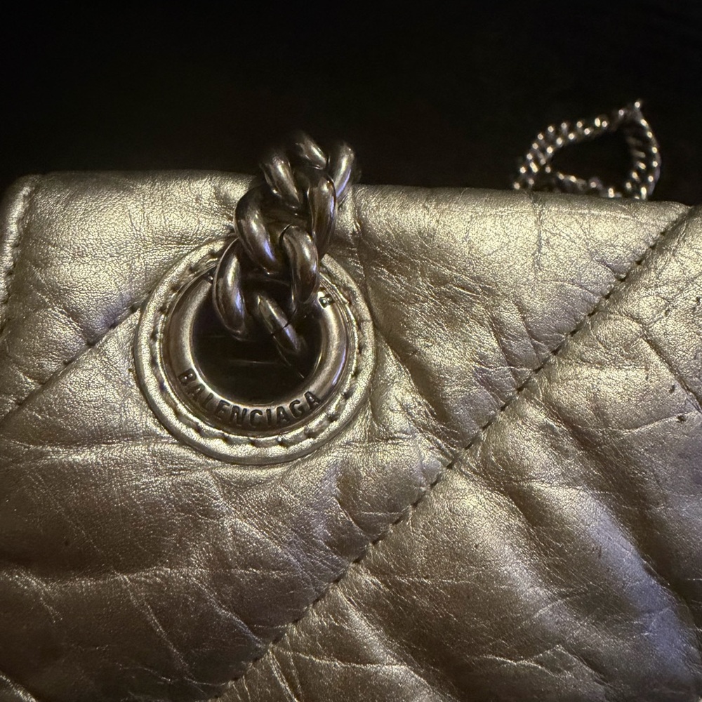 Balenciaga Metallic Silver Quilted Shoulder Bag - Picture 11 of 16